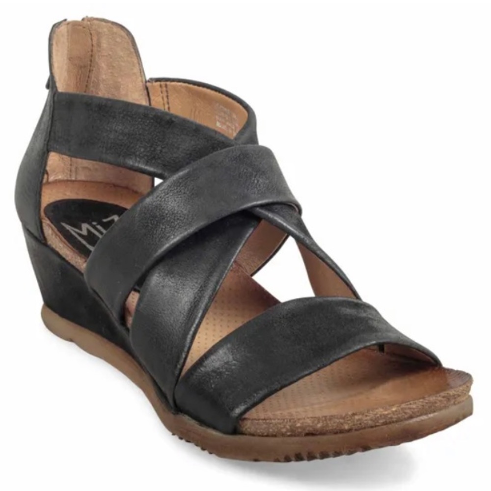 Miz Mooz's Mika wedge black strapy sandal 9 9.5 40